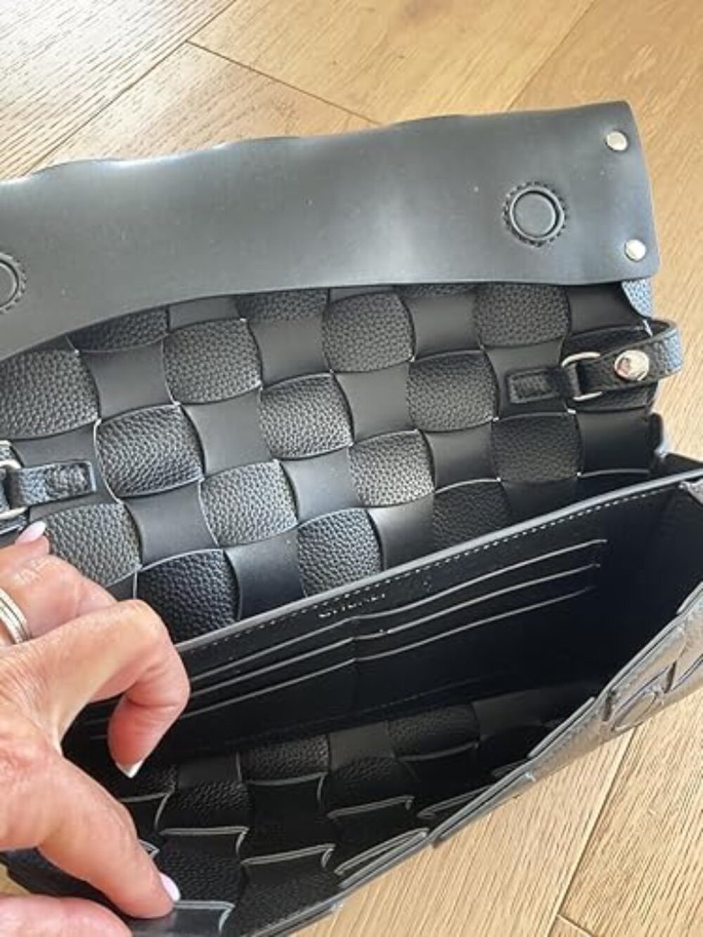 Neiman Marcus Chunli Black Woven Evening Bag - Picture 5 of 5